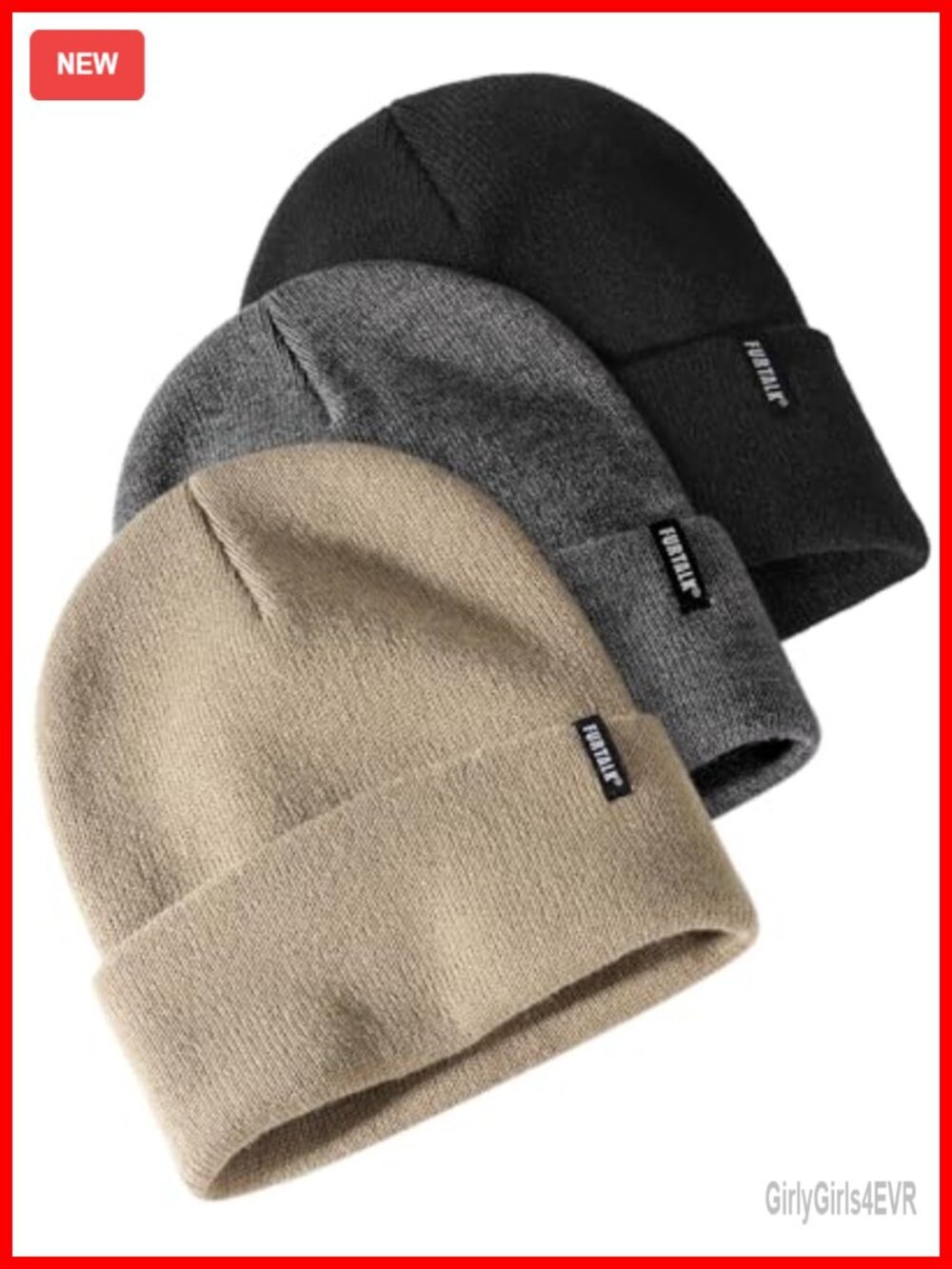 Unisex Thick Knitted Winter Cuffed Beanie 3 Pack Skull Cap